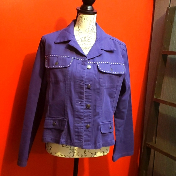 real comfort By Chadwick's Vintage Jean Jacket with Embellished Crystals - Picture 1 of 7